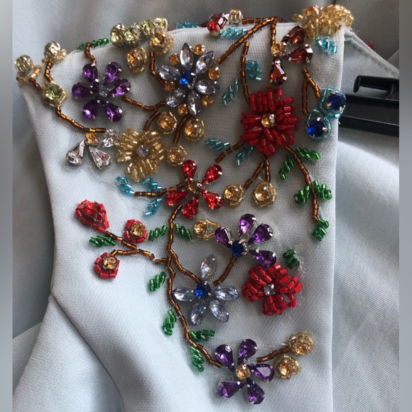 Mac Duggal beaded shoulders crepe long dress, sz 14,new, no missing beads - Picture 5 of 7